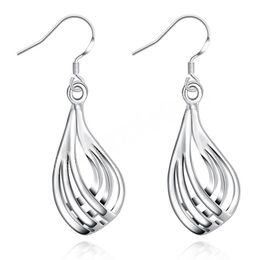 925 Silver color dangle Earrings fashion Jewelry elegant Woman charm Twist line drop earrings Christmas Gifts
