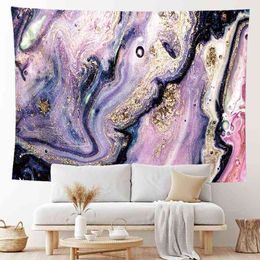 Marble Swirl Wall Rugs Abstract Art Watercolour Tapestry Psychedelic Rug Natural Landscape Trippy Carpet For Room J220804