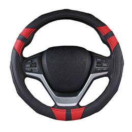 3D Car Steering Wheel Cover Fit For 37 38 Cm 145 "15" M Size Antiskid Leather Inner Ring Braid On Steering Wheel Car Styling J220808