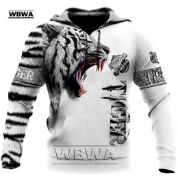 Brand Fashion Autumn lion Hoodies White Tiger Skin 3D All Over Printed Mens Sweatshirt Unisex Zip Pullover Casual Jacket 220811