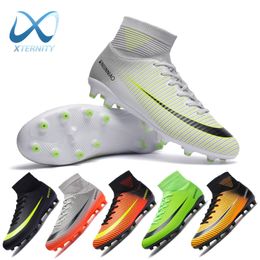 Klasik Futbol Ayakkabıları Erkekler Futbol Botları Spor ayakkabıları su geçirmez yüksek ayak bileği Ag Tf Cleats Boys Outdoor Sport 220811