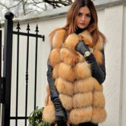 Autumn and Winter Women's New Red Fur Vest Natural Fur Real Fur Vest Casual Fashion warm European Style Street style T220810
