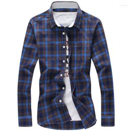 Men's Casual Shirts YZBZJC 5XL Plaid Men Chequered Shirt Clothes Brand Fashion Button Down Clothing Long Sleeve Plus Size