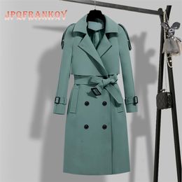 Spring Autumn Windbreaker Women s Korean Version Waist Slim High end Atmospheric Ladies Long Trench Coat for Women Clothes 220818