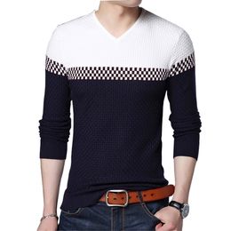 BROWON Men Brand Sweater Business Leisure Pullover Vneck Mens Fit Slim s Knitted for Man 220817