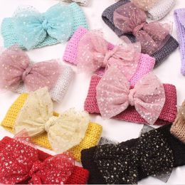 2022 New warm baby knitted hair accessories infant wide brimmed Bow Headband toddler hair band