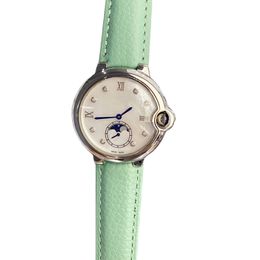 Fashion Women's Watch 36mm Quartz Movement 316 Stainless Steel Case Leather Belt Sapphire Mirror Sun Moon Star Life Waterproof luxury watches designer