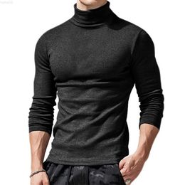 white cotton turtle neck UK - Sweater Slim Fit Men's Tshirt Autumn New Cotton Blend TShirts Men's Long Sleeve