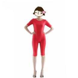 Sexy womens Catsuit Costumes Short sleeves and shorts Back zipper solid Colour Lycar tights zentai jumpsuit stage cosplay party costumes for kids adults