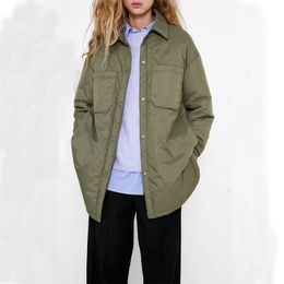 Women's Shirts Jackets Thin Parka Oversize Shirt Coats Armygreen Outerwear Coats Bf Long Sleeve Khaki Coat 220818