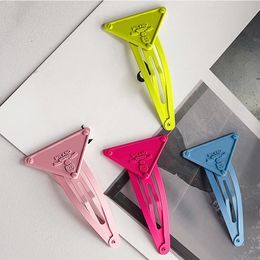 Candy Colour Triangle Hair Clip Women Girl Special Design Letter Barrettes Gift for Love Girlfriend High Quality