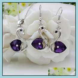 Earrings Necklace Set Sparkle Crystal Element Jewelry Fashion Women Luxury Drop Delivery 2021 Sets Carshop2006 Dhpku