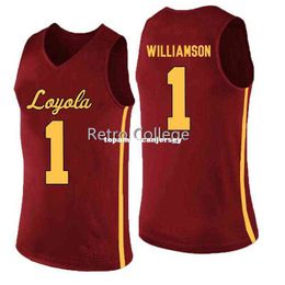 Loyola Ramblers 0 Donte Ingram 1 Lucas Williamson Red white Sewn College stitched Sewn Basketball JerseyS XS-6XL