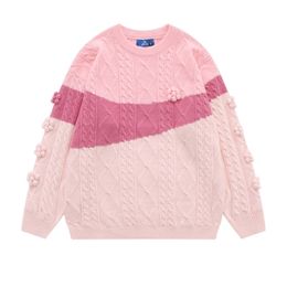 Womens Sweater Splicing And Contrasting Colors Pullover Winter Oversized Loose Knitting Long Sleeve Top Female Y2k Clothes W220817