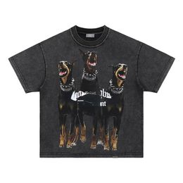 Hound Print High Loose Street Kurzarm-T-Shirt für Herren und Damen