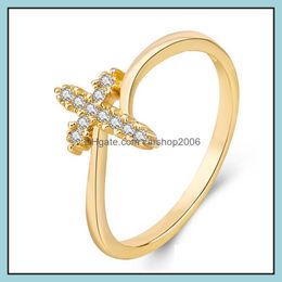 With Side Stones Cross Lucky Ring For Women Personality Punk Charm Jewelry Simple Sier Rings Drop Delivery 2021 Carshop2006 Dhplf