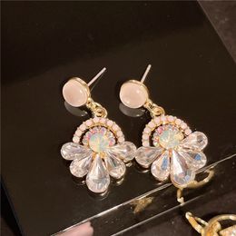 Dangle & Chandelier Korean Style Beautiful Crystal Drop Earrings For Women 2022 New Shinning Charming Jewelry