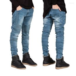 Wholesale-2022 Men Skinny Jeans Runway Slim Racer Biker Strech Hiphop For Y2036