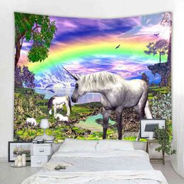 Art Deco Hanging Dream Unicorn Tapestry Mandala Boho In Home Living Room Bedroom J220804