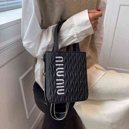 letter pleated hand Messenger Bag Tote 2023 spring and summer new women's bag trend Purses clearance sale