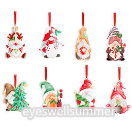 Mini Resin Christmas Ornaments Santa Gnomes Snowman Moose Xmas Tree Decorations