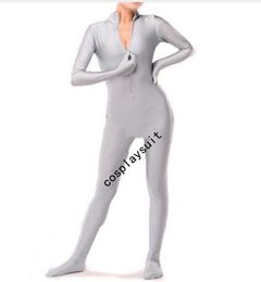 Solid color Catsuit Costumes Unisex full body Spandex suit Unitard tights Lycar zentai tage cosplay costume jumpsuit front short zipper without hood and gloves