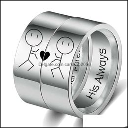 Couple Rings His Always Her Forever Ring Simple Wedding Engagement Lovers Valentines Present Drop Delivery 2021 Jewelry Carshop2006 Dh3Bz