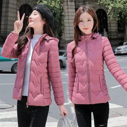 Women Parkas Winter Jacket Warm Hooded Female Basic Coat Down Cotton Padded Short Outwear Plus Size 6XL 220818