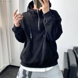 Cotton Black Hoodies Men Autumn Long Sleeve Hooded Sweatshirt Men Fashion Clothing Hip Hop Hoodies Street Fashion Clothes Men Y220818