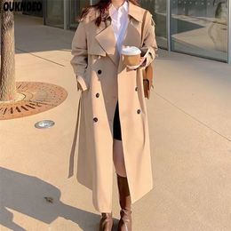 Woman Long Trench Coat Fashion Korean Streetwear Style Loose Cloak Casual Elegant Thin Spring Women s Windbreaker 220818