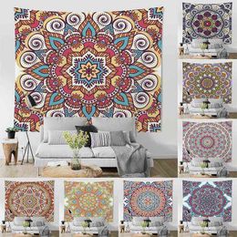 wall series NZ - Wall Hanging Tapestry Simple Mandala Series Decoration Living Room Bedroom Ethnic Style Home J220804
