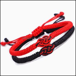 Link Chain Rope Bracelets And Couples Hand Braided Double Money Knot Red Bracelet Men Women Concentric Drop Delivery 202 Dhseller2010 Dhx3K