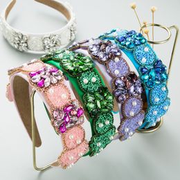 Luxury Baroque Stained Glass Diamond Headband Fashion Hair Accessories Women Trend Rhinestone Party Hairband Hair Band Girl New