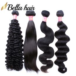 Facotes de cabelo brasileiros tece a onda corporal ondulada e ondulada solta profundidade 3pcs Virgin Remy Extensões de cabelo humano Double Weft forte Bellahair 8-40inch