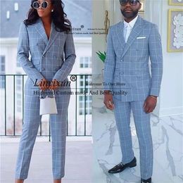 Classic Plaid Mens Suit Suit Women Slim Fit Lapel Wedding Tuxedos Groomsmen Blazer 2 Pieces Sets JacketPants Suit Women 220817