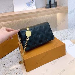 2023 Cosmetic Bags Cases Multicolor embossed designer women shoulder bags chain high quality mini crossbody bag genuine leather handbags wallet classic flower