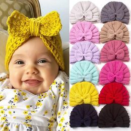 Autumn and winter new baby Bow Hat infant knitted warm wool caps baby fetal cap