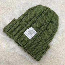 Linen pattern patch wool cap autumn and winter all-match warm ear protection knitted hat