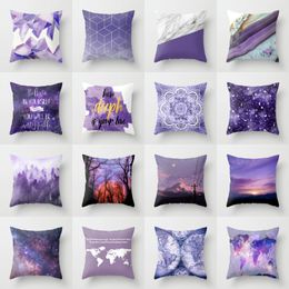 Nordic sofa cushion cover plush pillow purple pattern living room office nap 40455060cm 220816