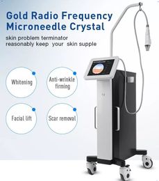 microneedle for acne scars UK - Gold RF Microneedle Nanoneedle Skin Tightening Professional facial wrinkle removal Acne Treatment Scar Removal stretch marks Radio Frequency beauty equipment