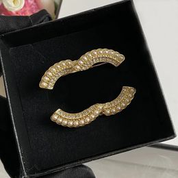 Broches de designer de marca de moda para mulheres presente de festa de luxo letra dupla letra broch