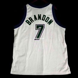 100% Stitched 7# Terrell Brandon Starter Sewn Jersey Mens White Vest Size XS-6XL Stitched basketball Jerseys Ncaa