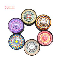 Popular 2022 Big Size 3D Herb Grinders 3 Parts Smoking Accessories Flash Rainbow Colours Metal Grinder Zinc Alloy Maze Smoking Crusher Grinder 50mm