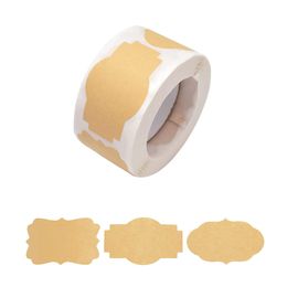 250 Sticks/roll Brown Label Stickers Can Write Blank Stickers Kraft Paper Stickers for Gift Bottles and Jars 1222856