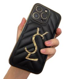 Cell Phone Cases Women Leather Phones Cases Luxury Designer Phone Case For Iphone 15 14 pro max case 13 13pro Max 12pro max Gold Y Phonecase Phone Cover A4TZ