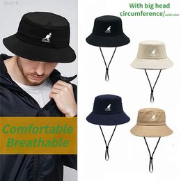Hot Large Size 62cm 60cm Kangools Bucket Hat Men Women Cotton Casual Fishing Hat with Rope Outdoor Mountaineering Femme Gorro Y220818
