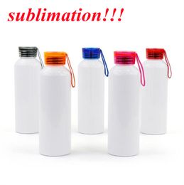 Sublimation aluminum sports bottle blank DIY 750ml water bottle with colorful lids Bike tumbler Lightweight Reusable Bottle Leak Proof Travel Bottles for Camping