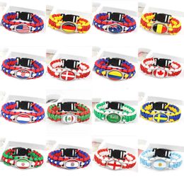 Bangle Designer Metal World Country Flag Bracelet for Men Women Usa Germany France Spain Italy National Paracord Bangles Jewelry