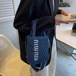 Handbags letter pleated hand Messenger Bag Tote 2022 spring and summer new women's bag trend