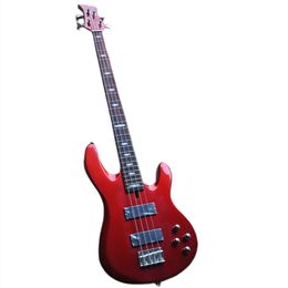 4 Strings Metallic Red Electric Bass Guitar with Rosewood Fingerboard 5 Pieces Neck Can be Customised